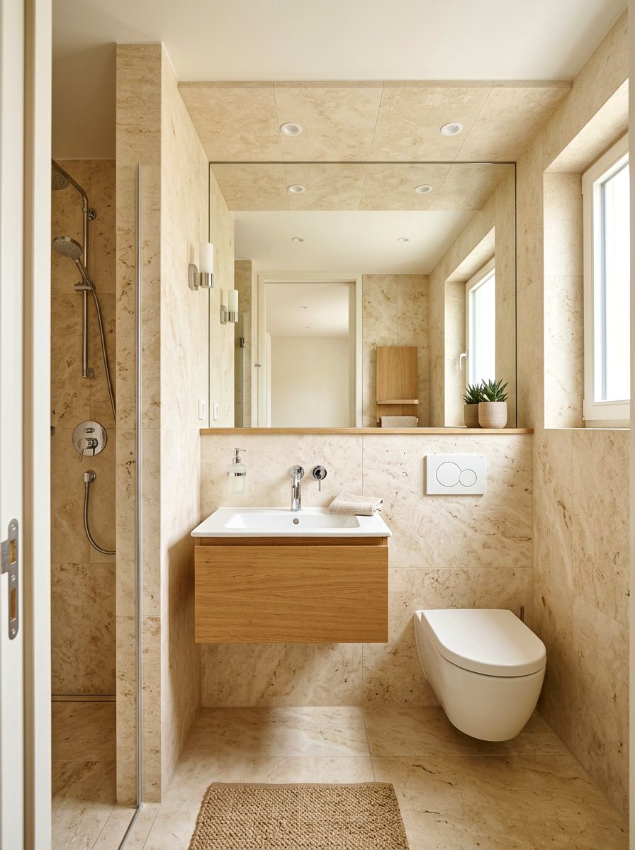 30 travertine bathroom ideas: Spa-Like Style Natural Stone Charm