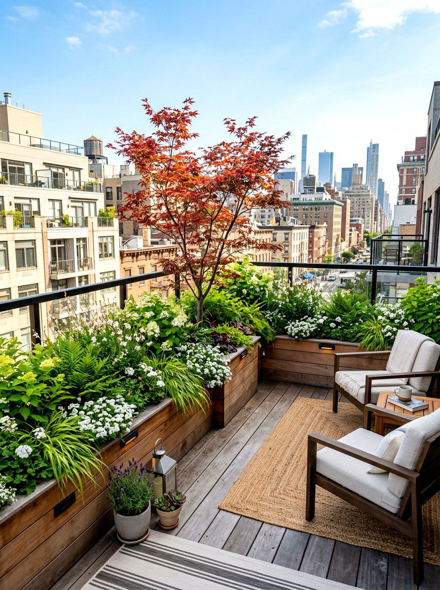 Small Urban Patio - 30 small flower bed ideas