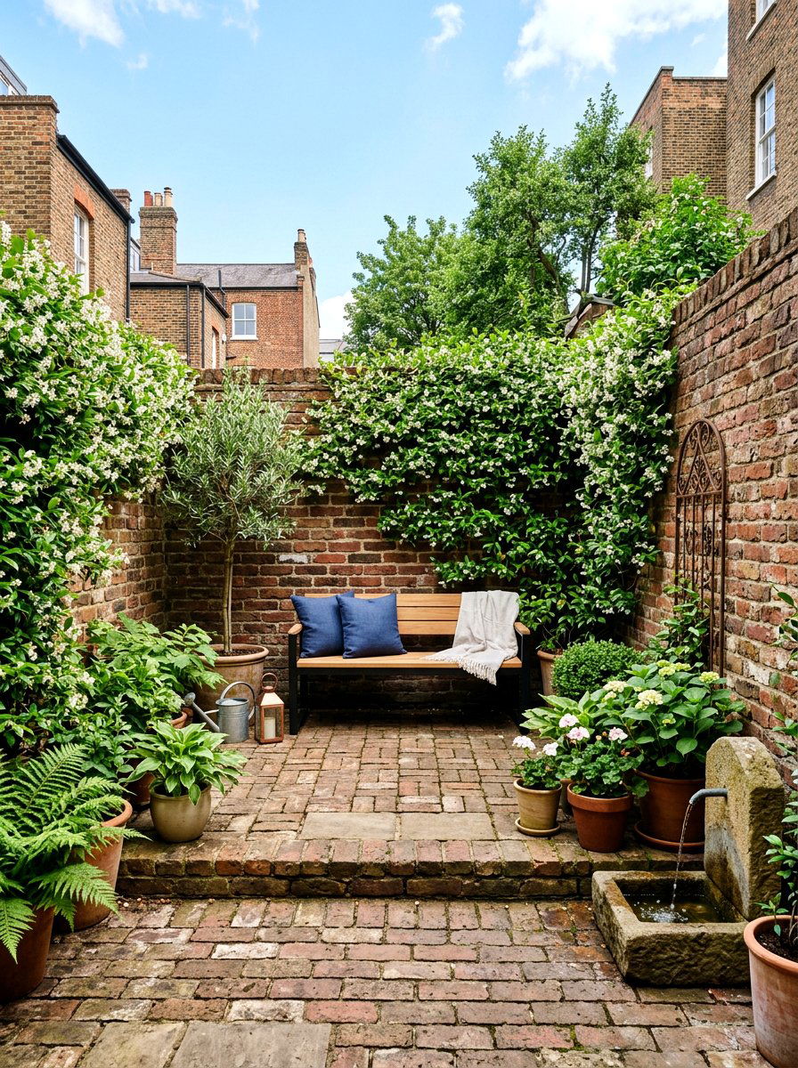 Small Walled Brick Patio - 30 brick courtyard patio ideas