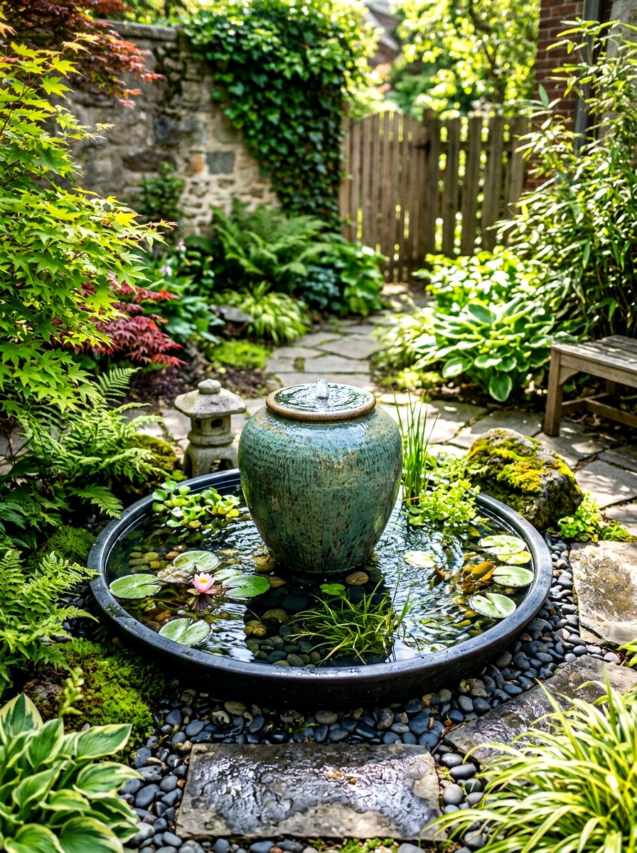 Small Water Feature - 30 simple landscaping ideas