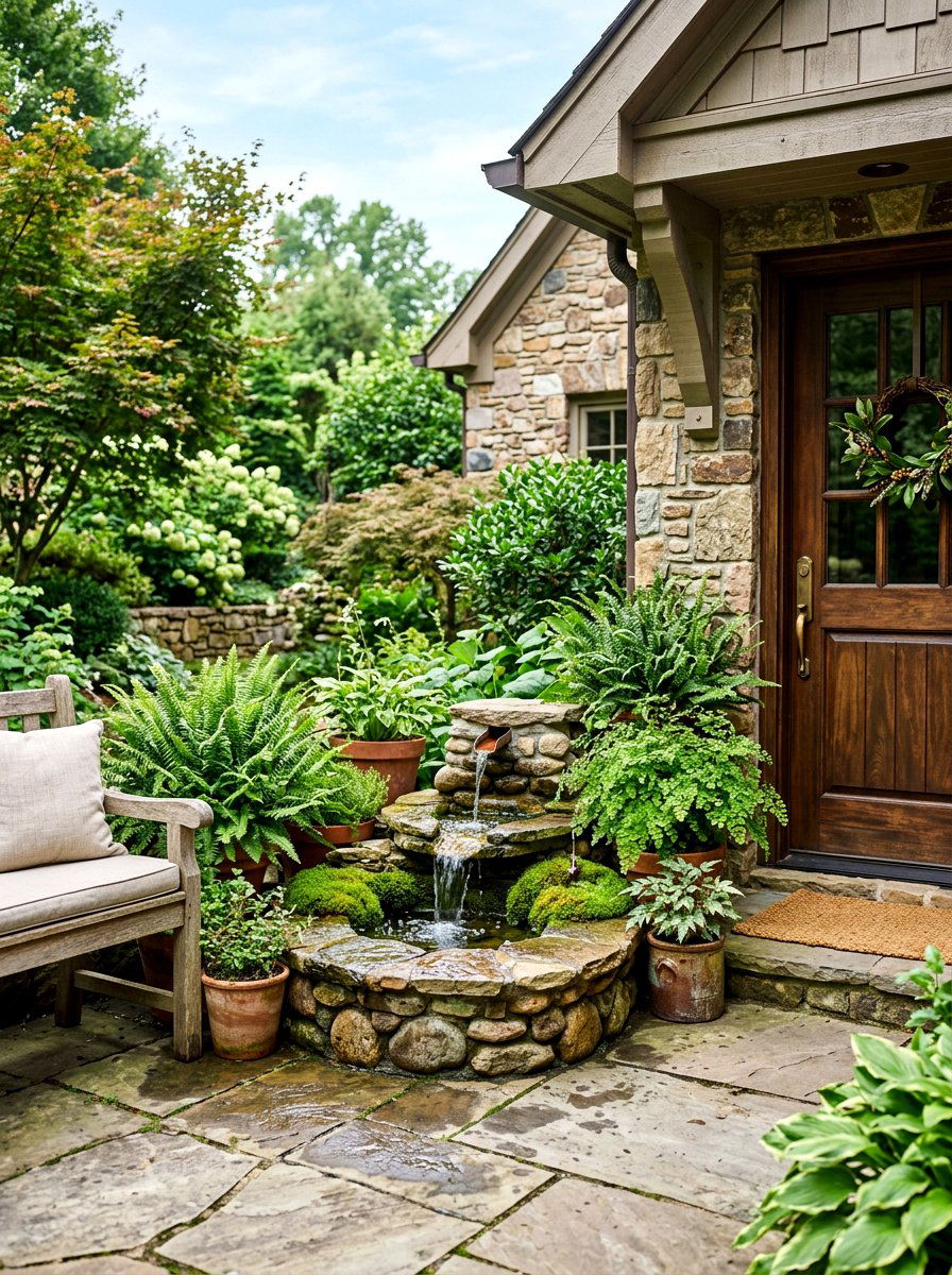 Small Water Feature Front Entrance - 30 front stoop garden ideas