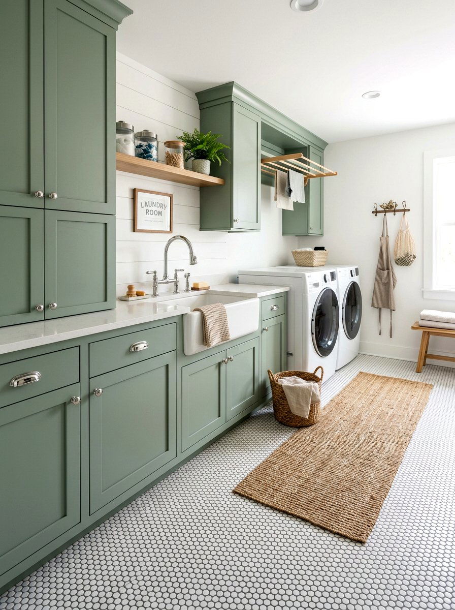 Small White Penny Tile - 30 laundry room floor tile ideas