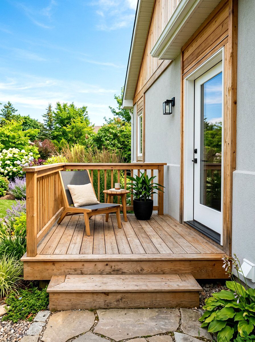 Small Wood Side Entry Deck - 30 side entry curb appeal ideas