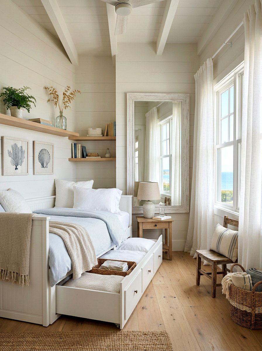 Small airy coastal studio bedroom - 30 coastal bedroom ideas