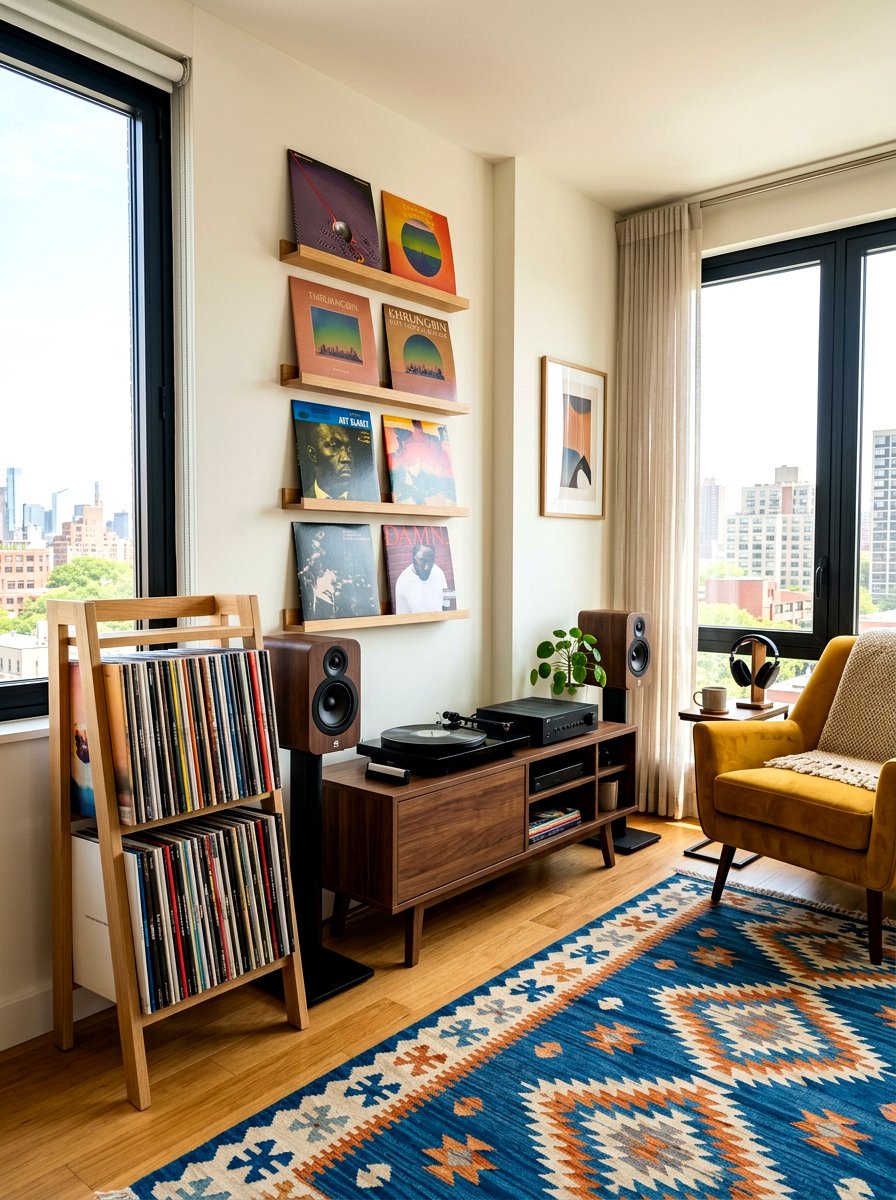 Small apartment music corner - 30 record listening room ideas
