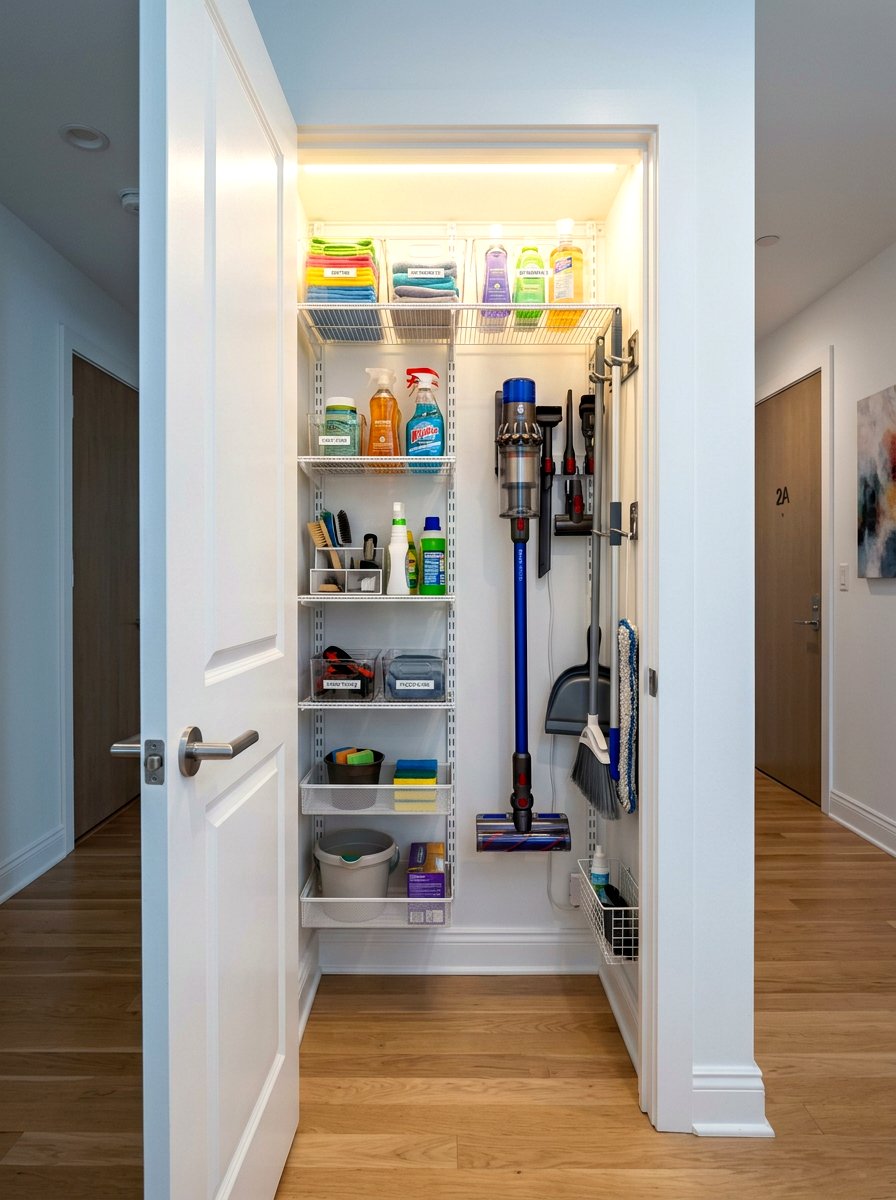 Small apartment utility closet - 30 green cleaning station ideas