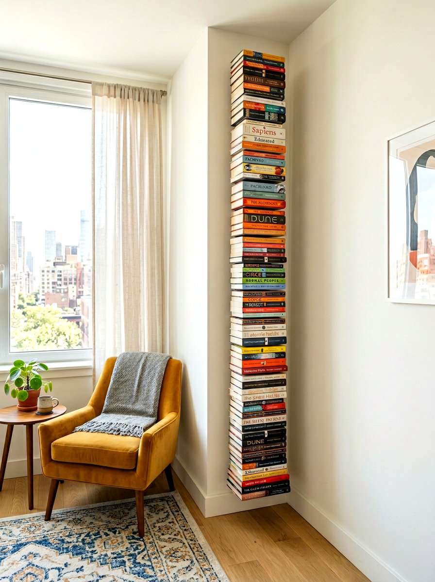 Small apartment vertical bookshelf - 30 bookshelf styling living room ideas