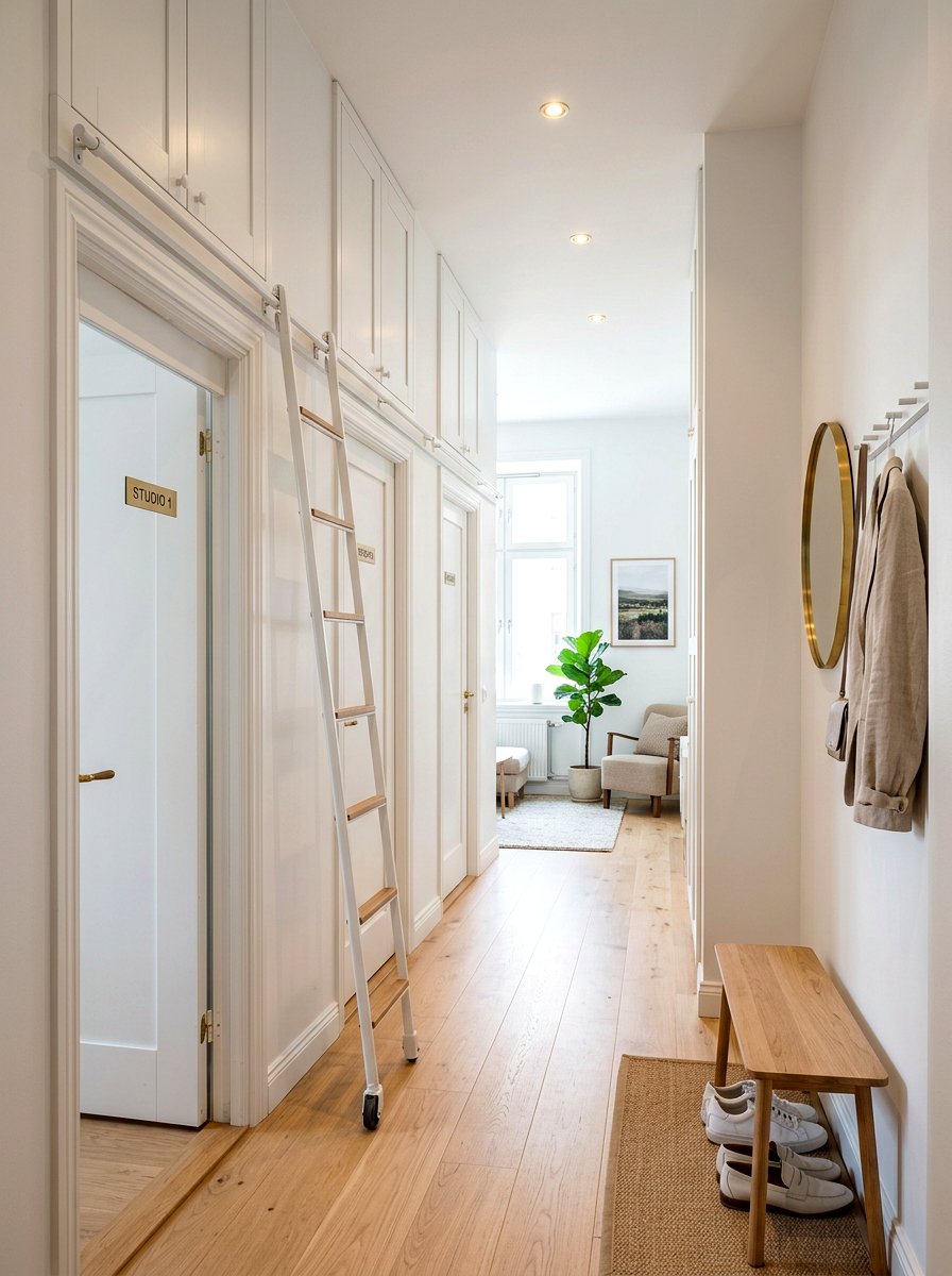 Small apartment vertical storage - 30 library ladder ideas