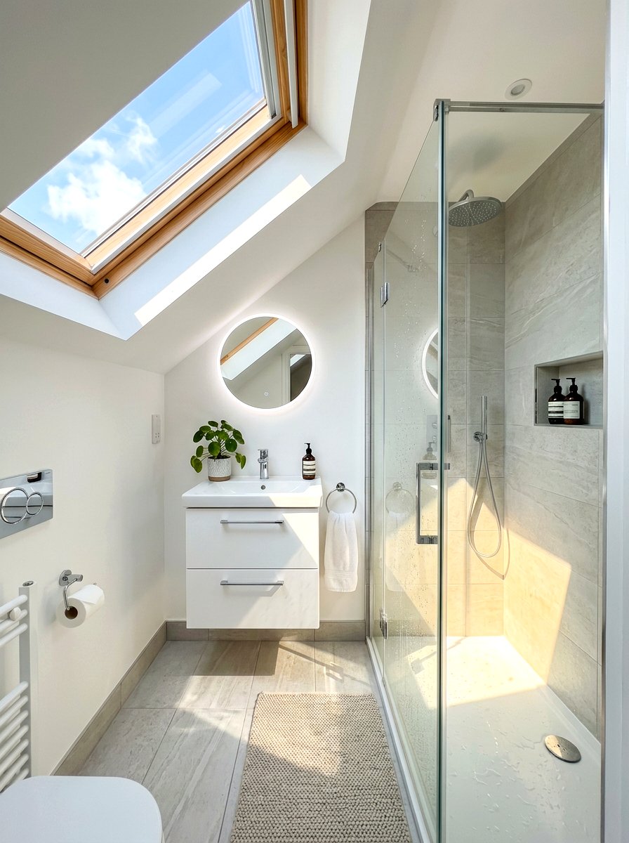 Small attic bathroom with skylight - 30 attic bathroom ideas