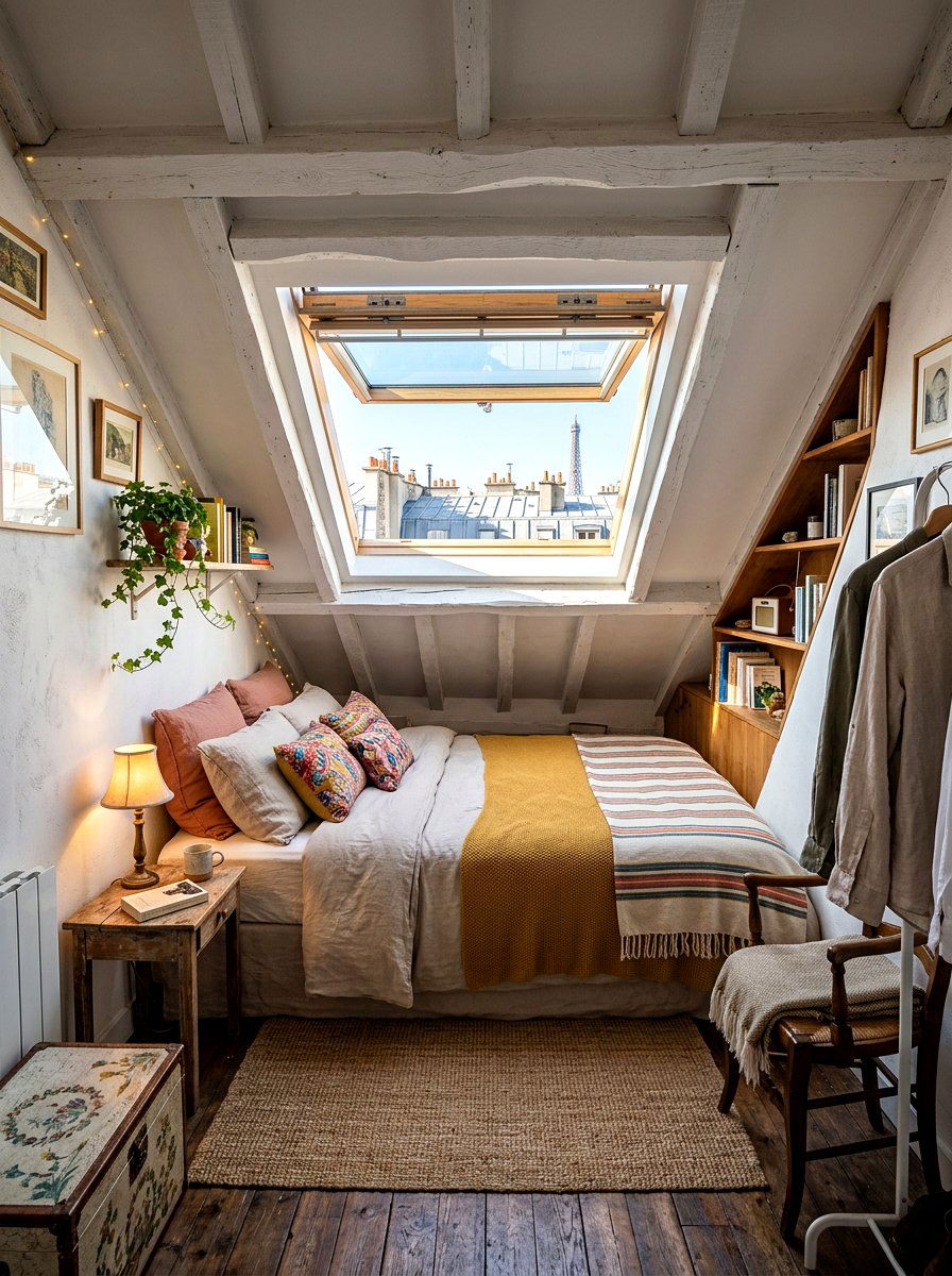 Small attic bedroom Paris - 30 Paris apartment bedroom ideas