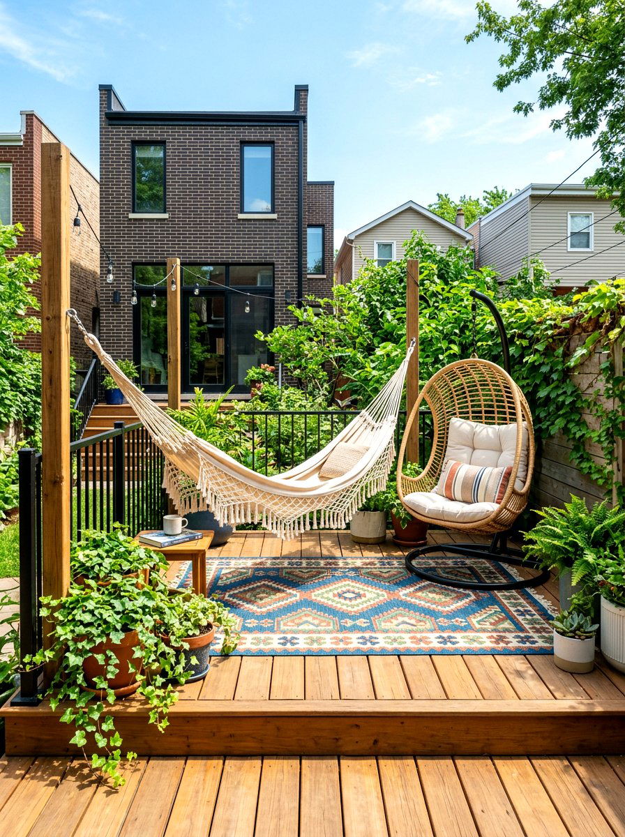 Small backyard hammock deck - 30 hammock garden corner ideas