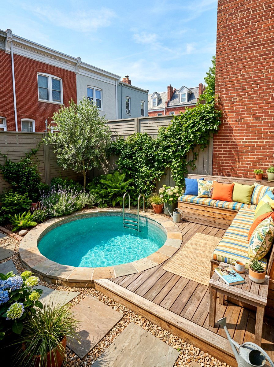 Small backyard pool with seating - 30 above ground pool ideas