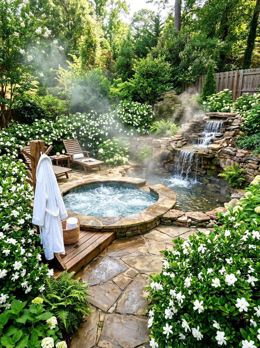 Small backyard spa retreat - 30 small hot tub patio ideas