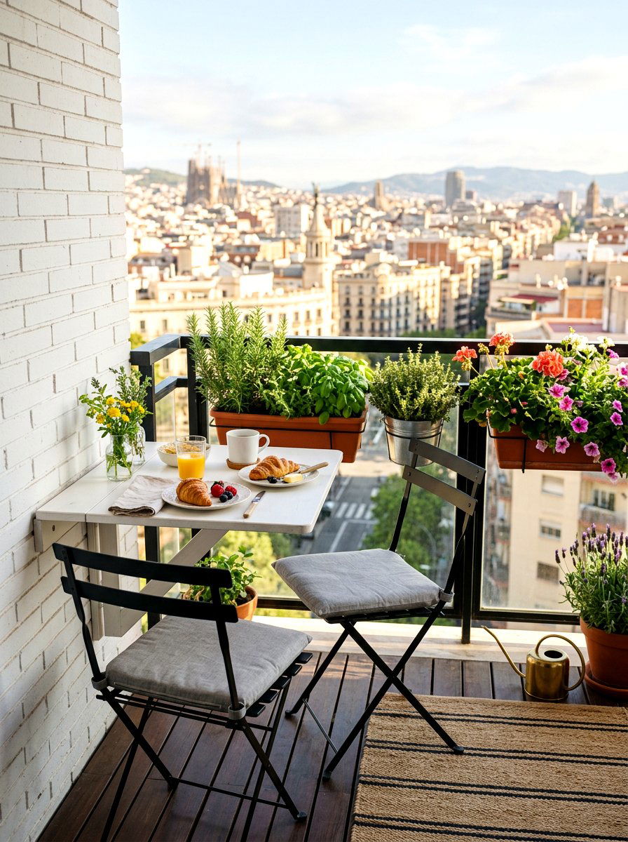 Small balcony breakfast - 30 outdoor dining nook ideas