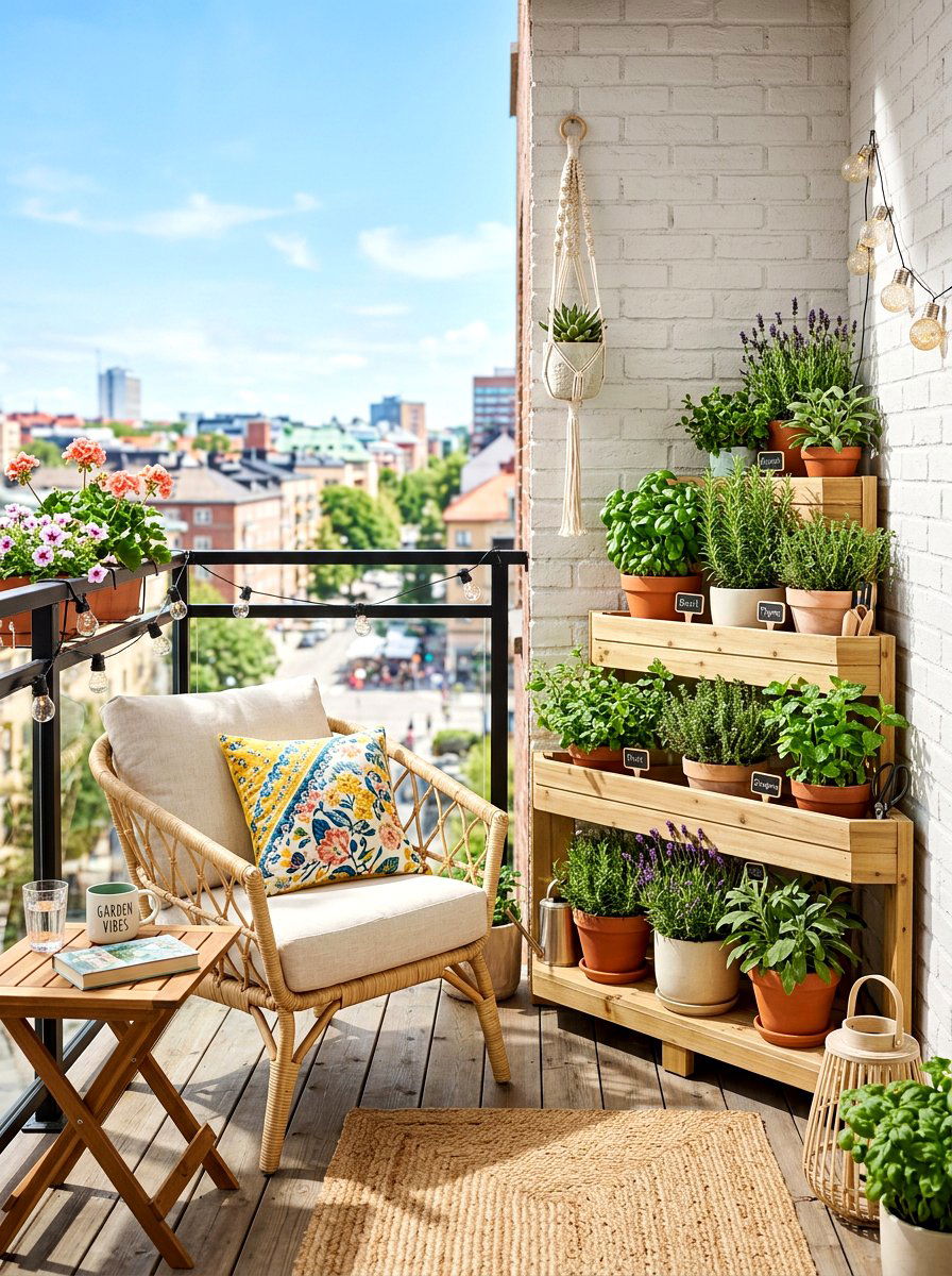 Small balcony herb garden - 30 balcony herb box ideas