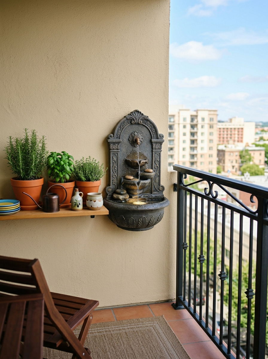 Small balcony wall fountain - 30 wall fountain ideas