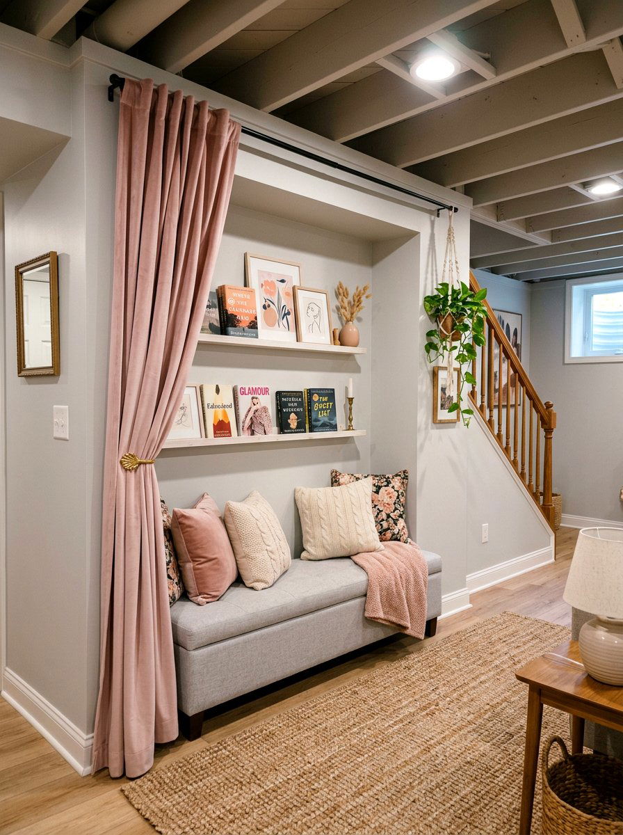 Small basement alcove nook - 30 basement reading nook ideas