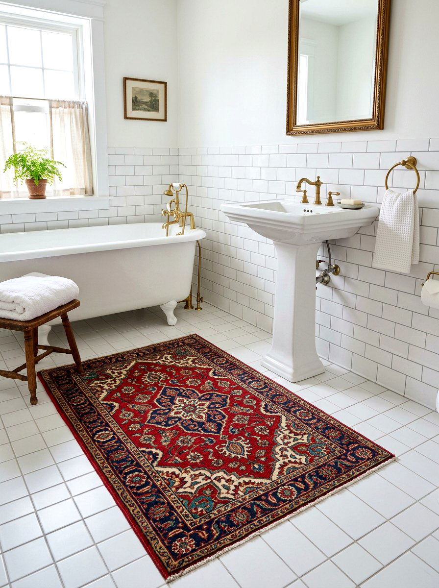 Small bathroom area rug - 30 rental bathroom makeover ideas aesthetic