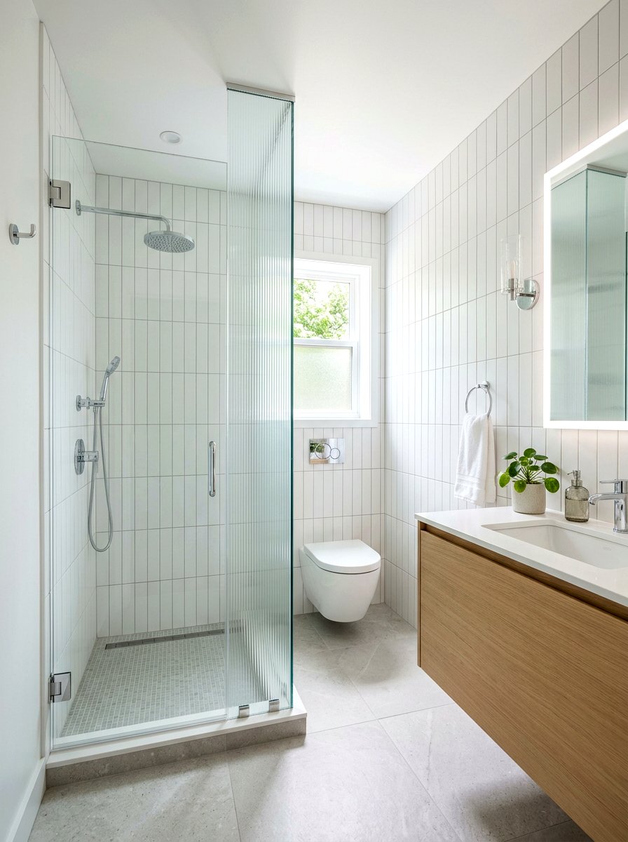 Small bathroom ribbed glass shower - 30 ribbed glass shower ideas