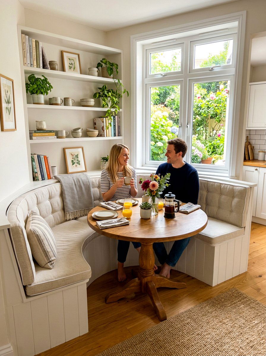 Small breakfast nook curved seating - 30 curved banquette ideas