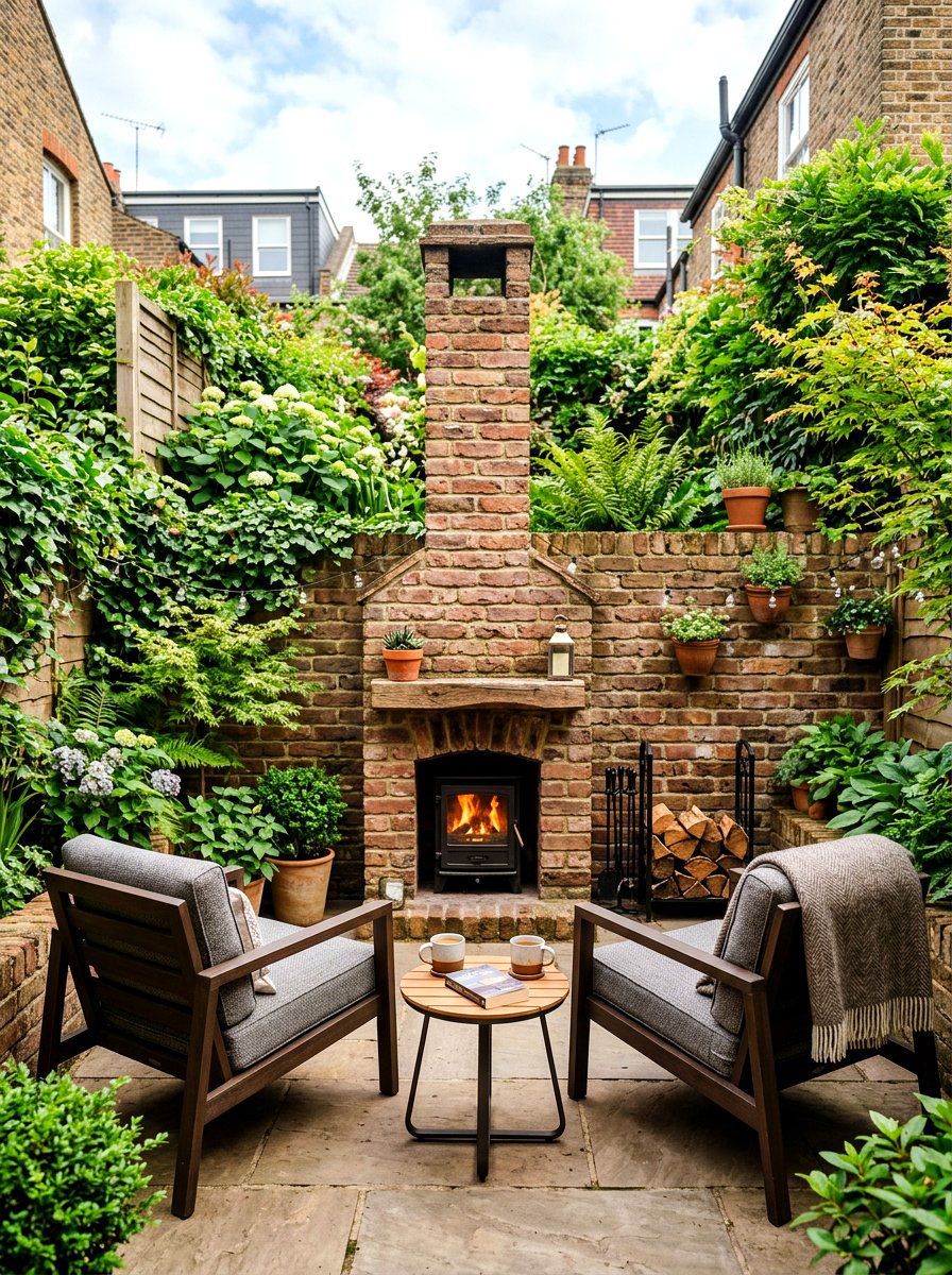 Small brick fireplace compact patio - 30 brick outdoor fireplace ideas