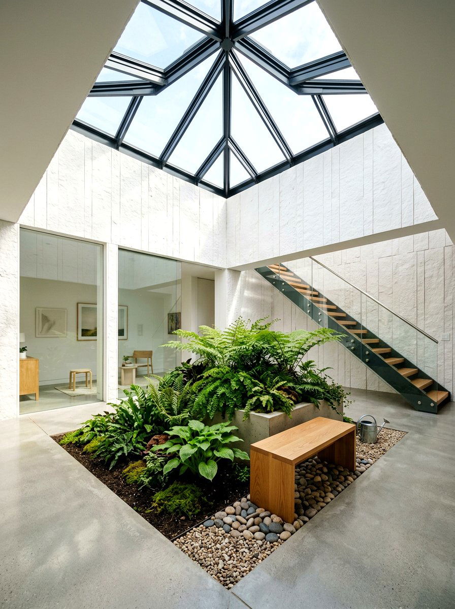 Small central garden - 30 indoor courtyard garden ideas