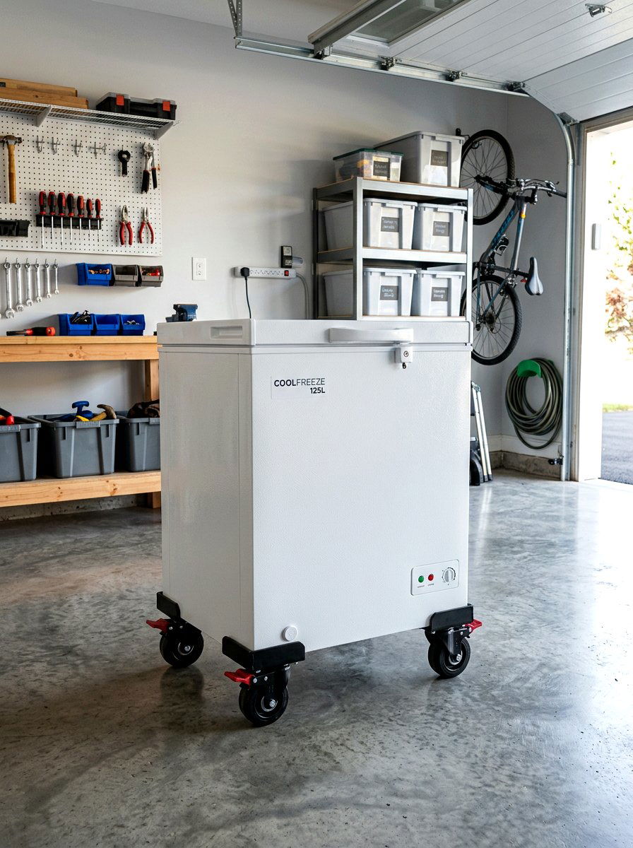Small chest freezer on heavy duty casters - 30 garage freezer corner ideas