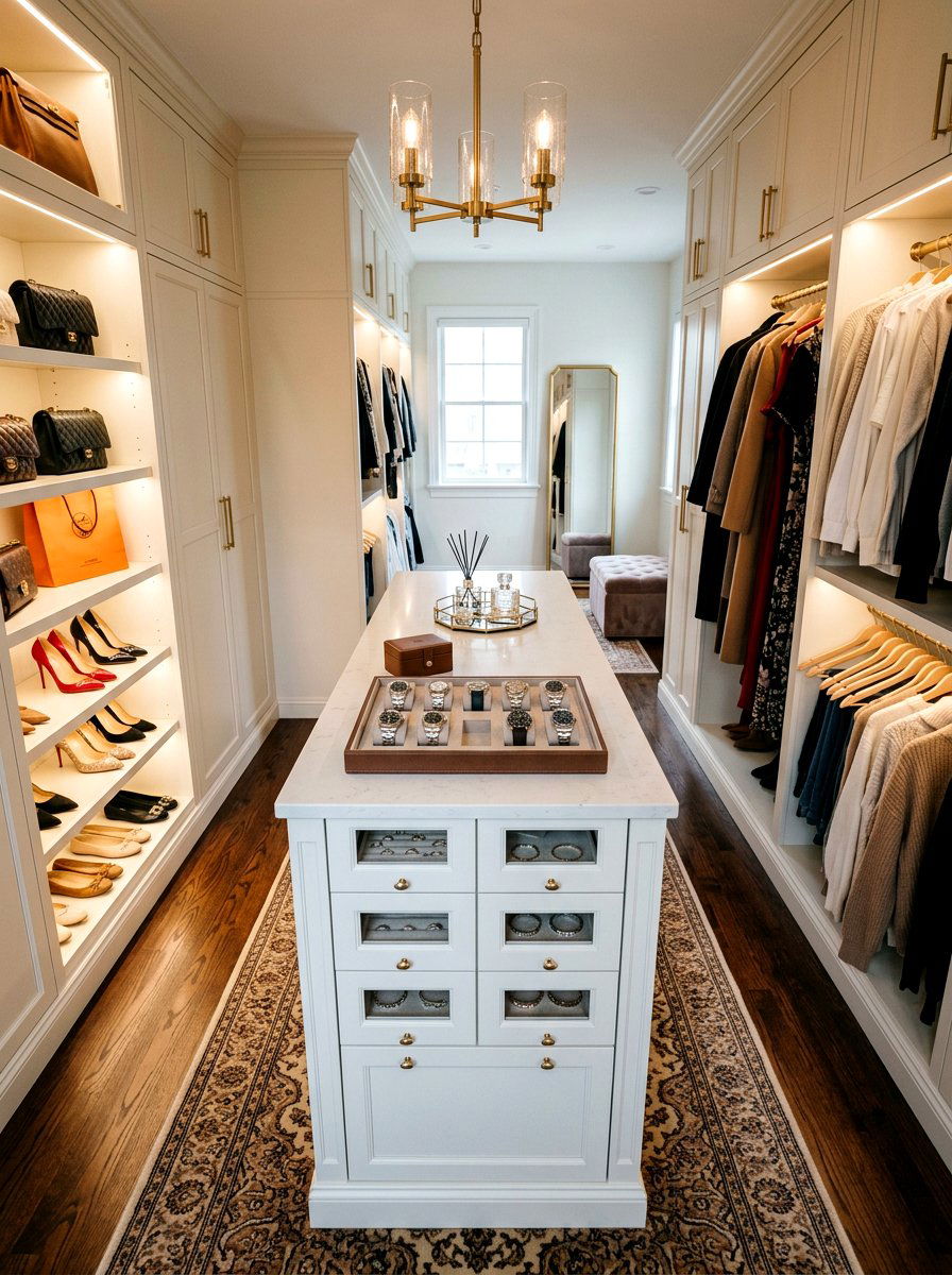 Small closet island - 30 small walk in closet ideas