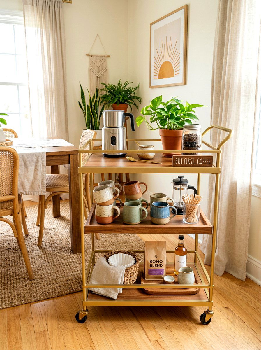 Small coffee bar cart - 30 breakfast station ideas