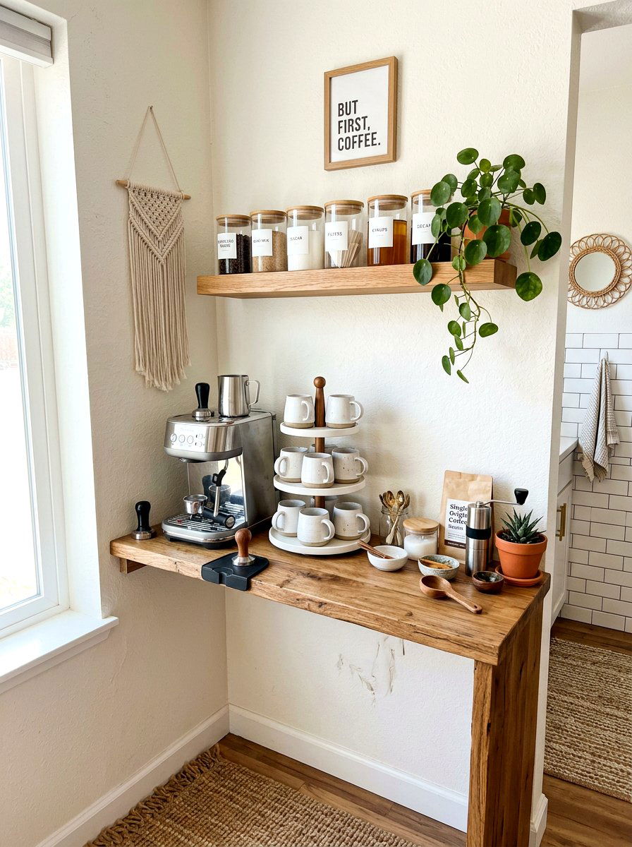 Small coffee station - 30 home cafe kitchen ideas