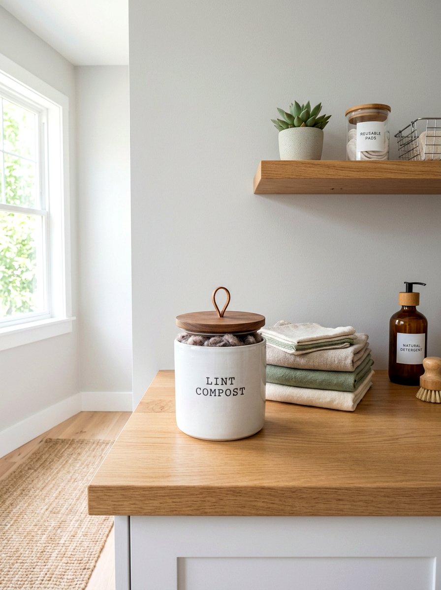 Small compost bin for lint - 30 eco laundry room ideas