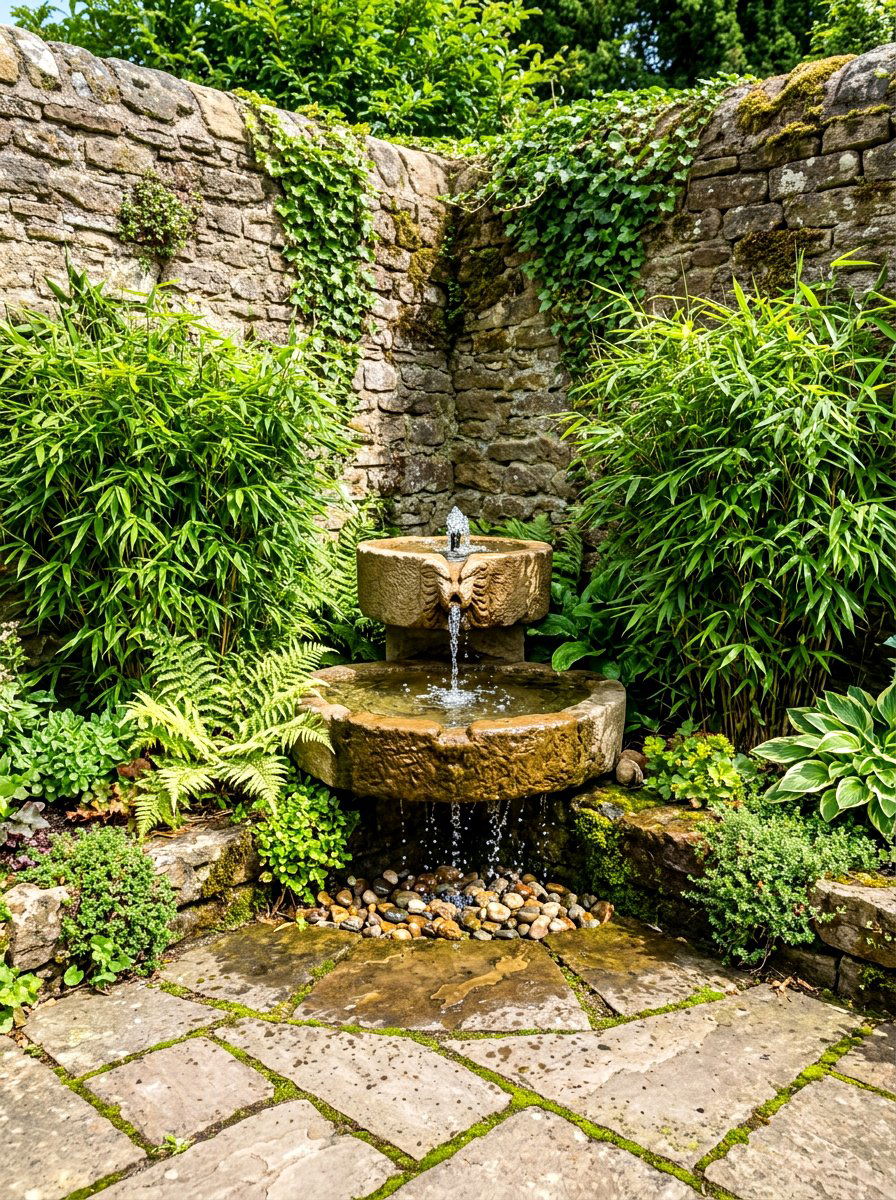 Small corner fountain - 30 courtyard fountain garden ideas
