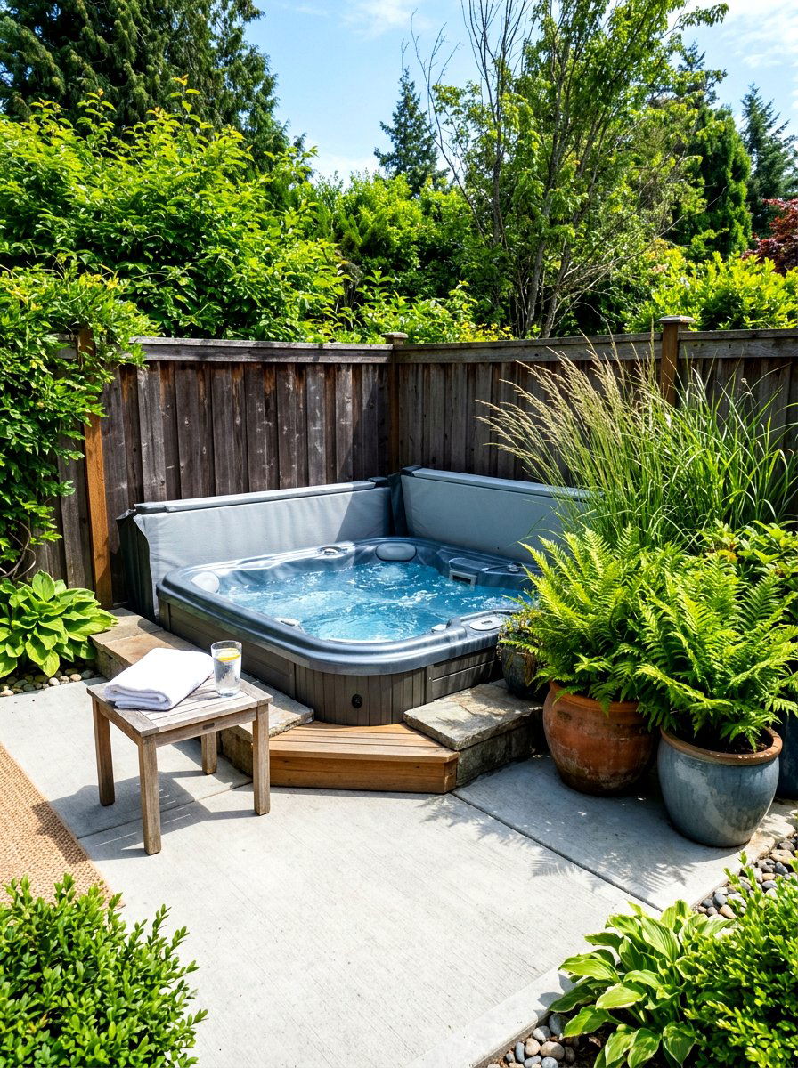 Small corner hot tub - 30 small hot tub patio ideas