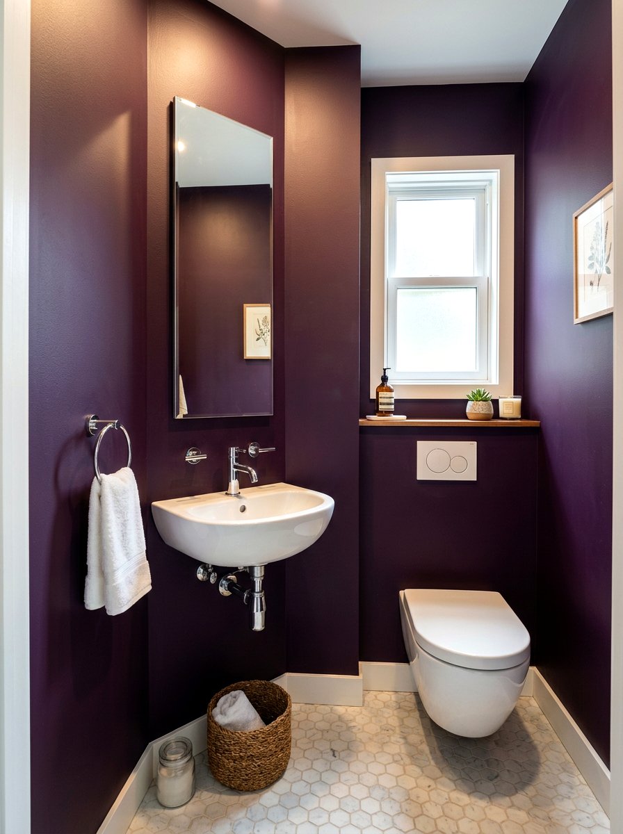 Small corner sink - 30 aubergine powder room ideas