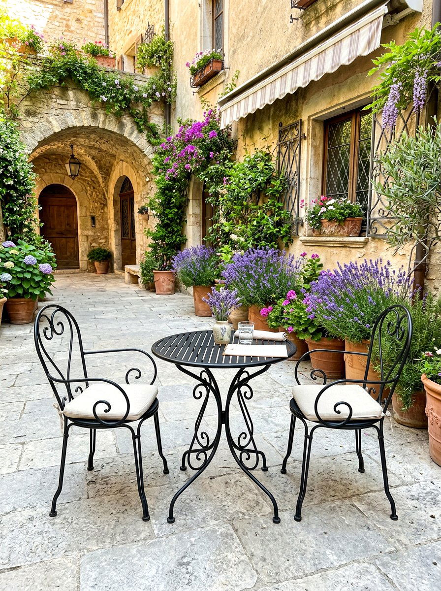 Small courtyard bistro set - 30 small courtyard seating ideas