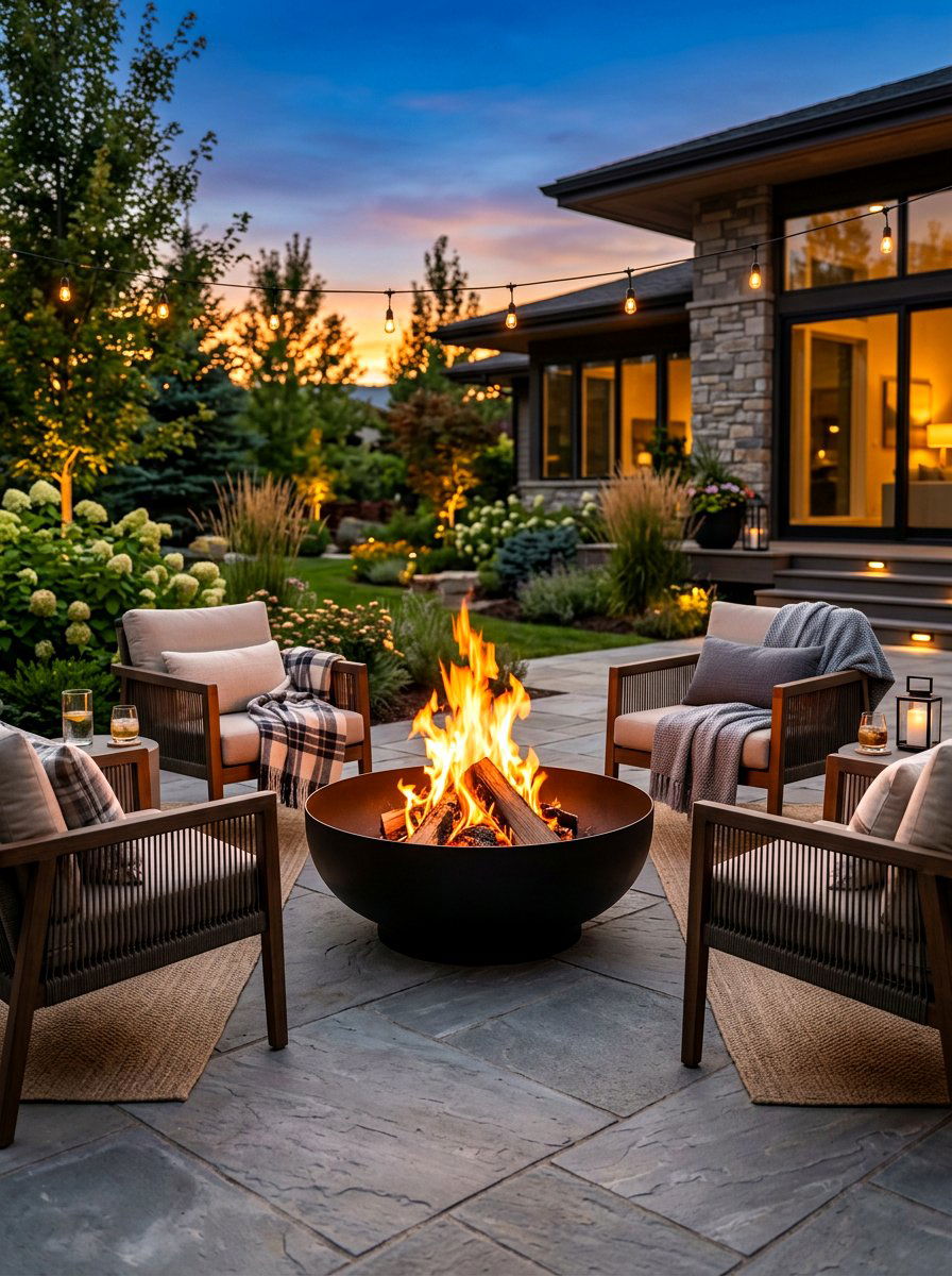 Small fire pit - 30 city backyard garden ideas