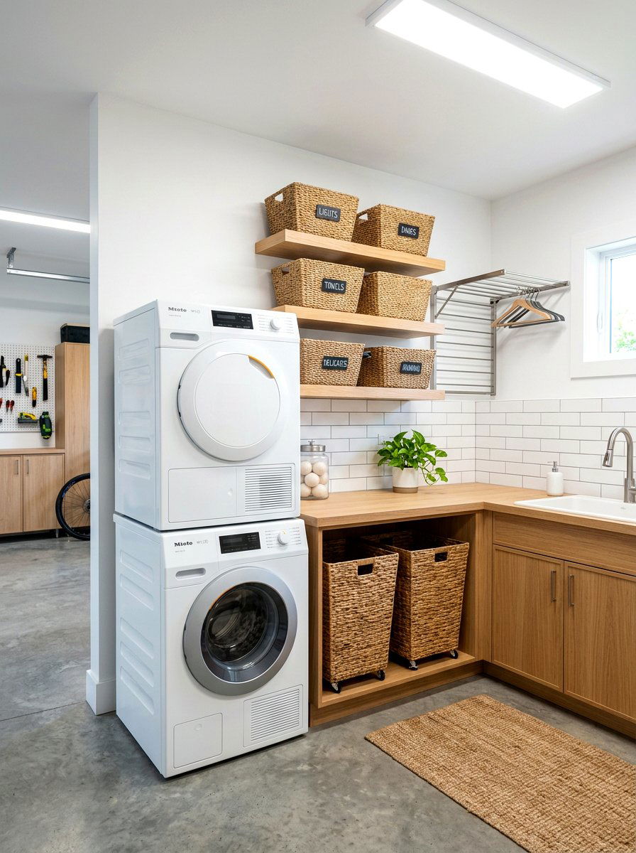 Small garage laundry nook - 30 garage laundry combo ideas