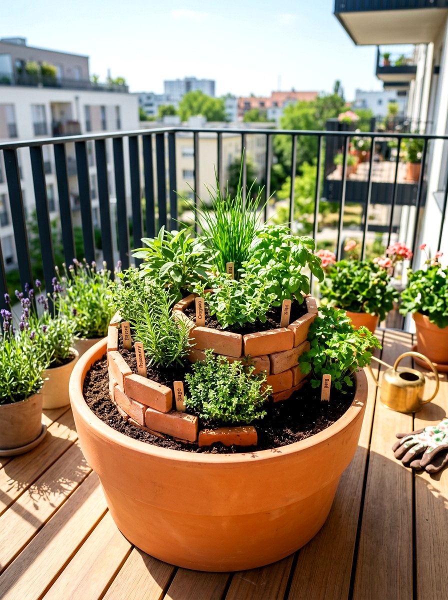 Small herb spiral for balcony - 30 raised herb spiral ideas