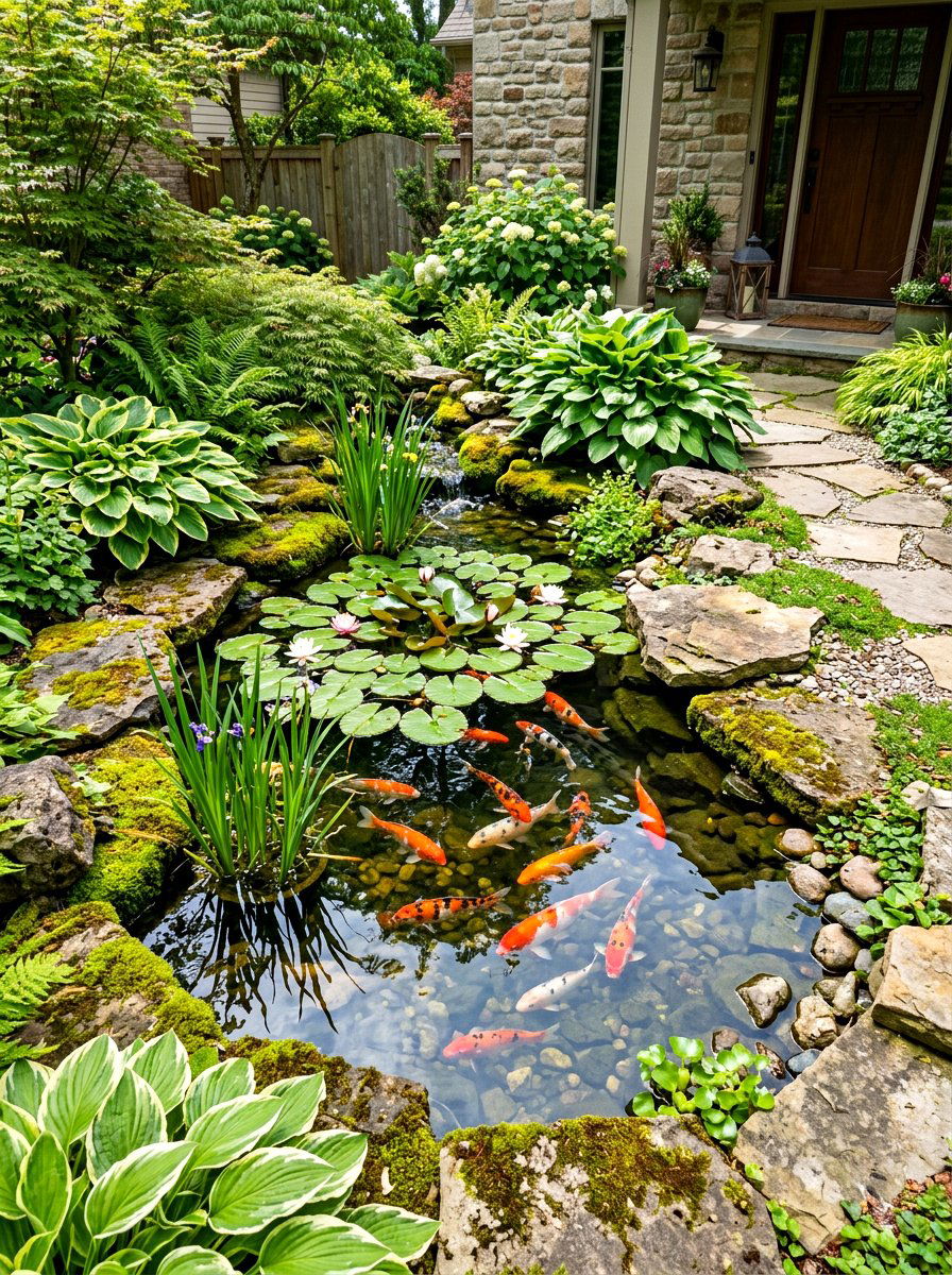 Small koi pond - 30 front yard water feature ideas