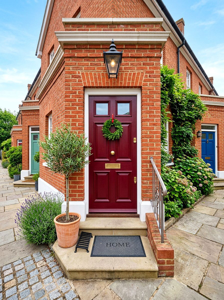 Small oxblood front door entry - 30 oxblood front door ideas