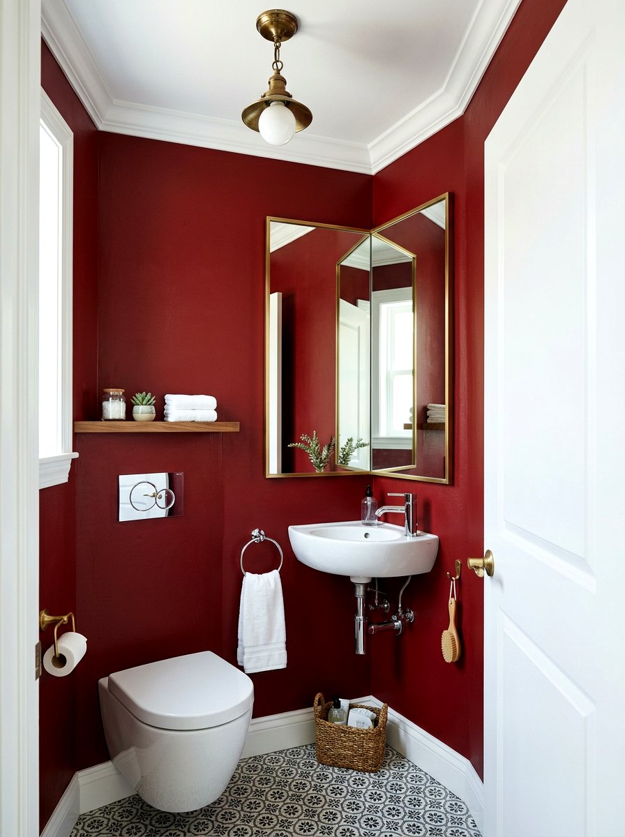 Small oxblood powder room - 30 oxblood powder room ideas