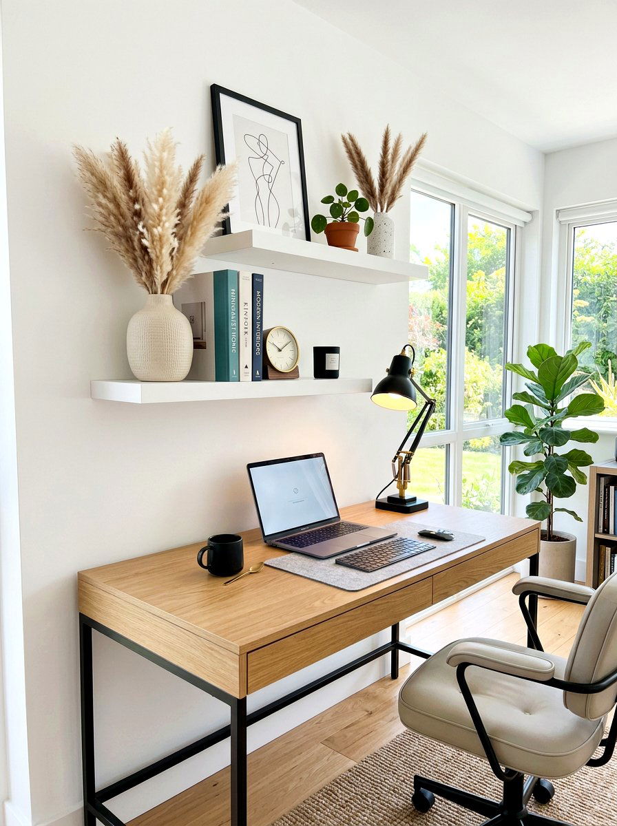 Small pampas grass shelf styling - 30 pampas grass decor ideas