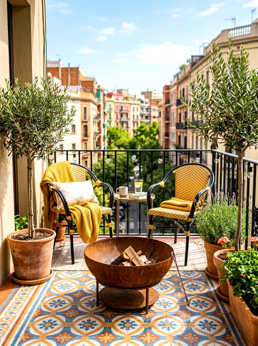 Small patio fire bowl - 30 gas fire lounge patio ideas