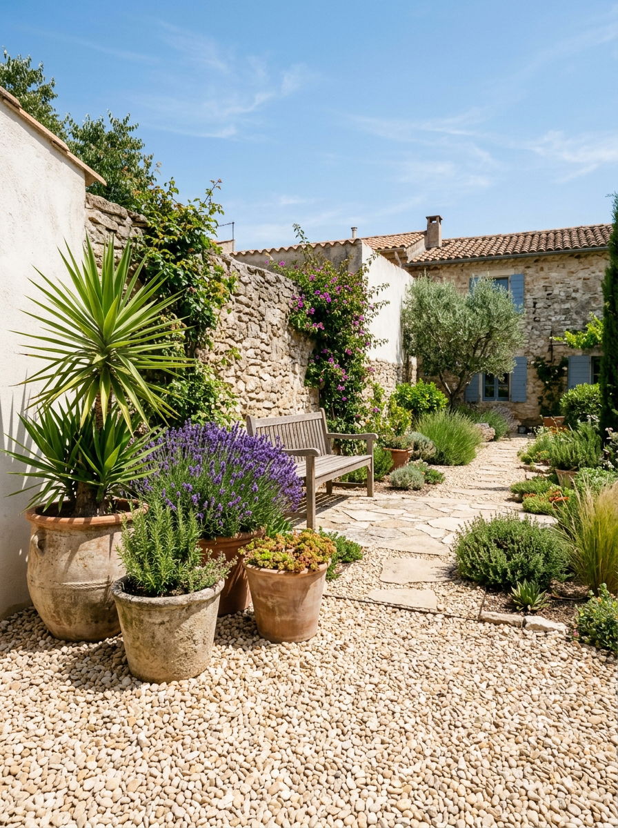 Small patio gravel garden - 30 urban garden ideas