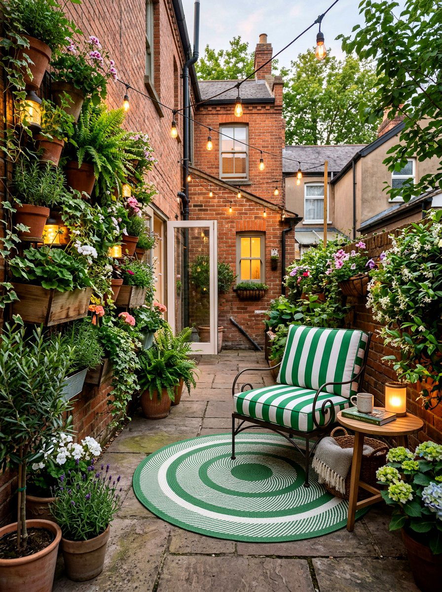 Small patio with green and white stripes - 30 green and white stripe patio ideas