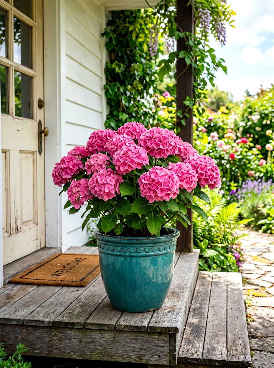 Small porch hydrangea pot ideas - 30 hydrangea heavy front porch ideas