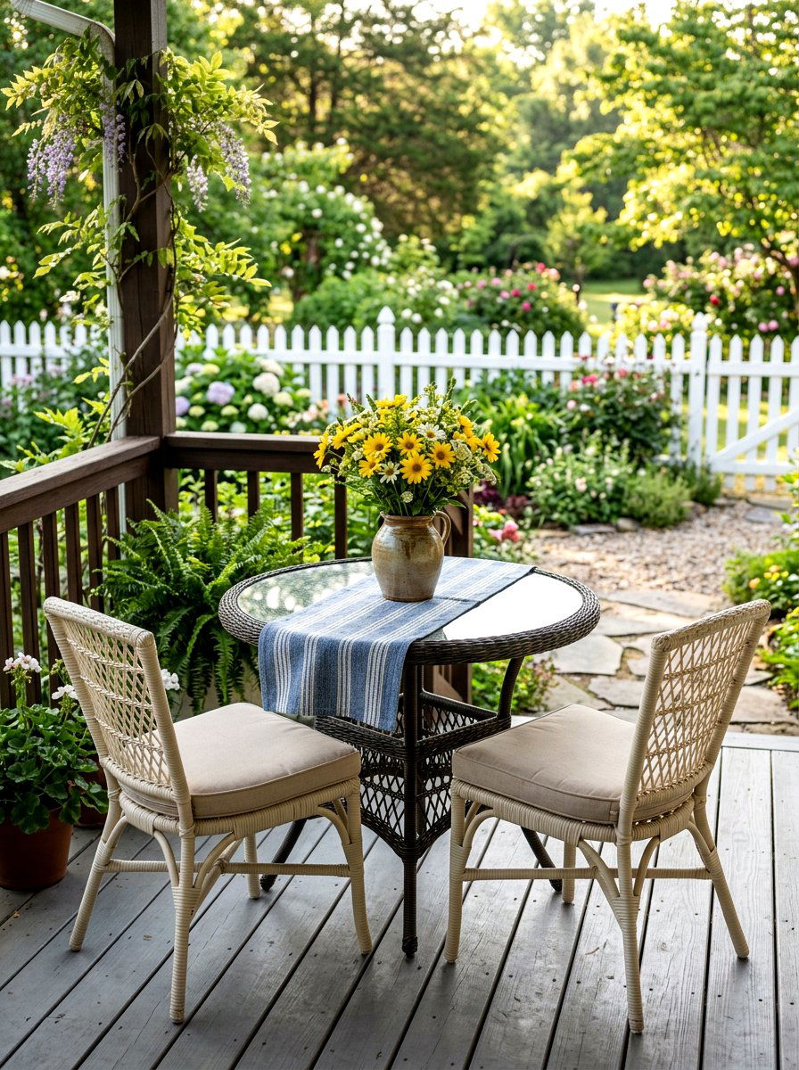 Small rattan bistro porch - 30 rattan porch lounge ideas