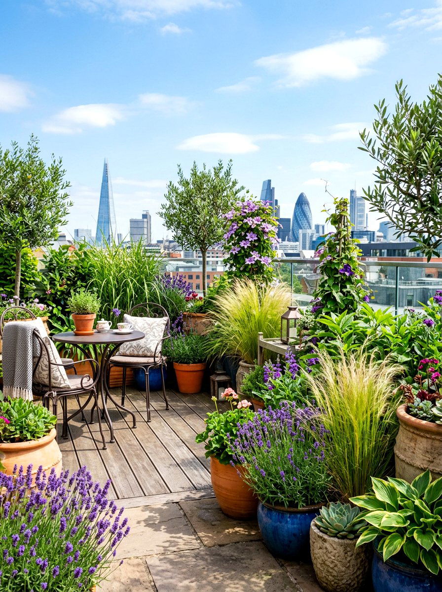 Small rooftop terrace garden - 30 rooftop deck lounge ideas