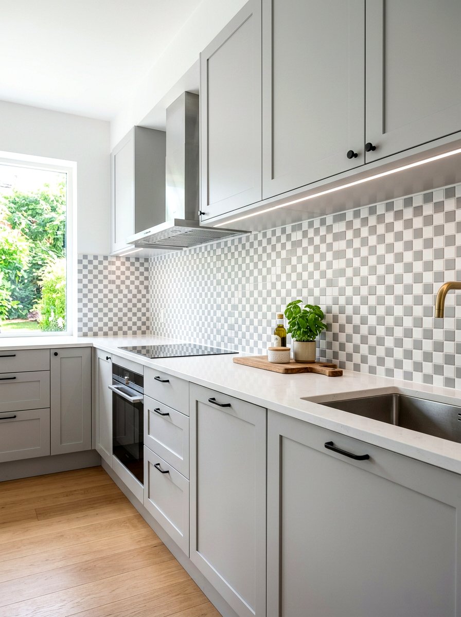 Small scale checkerboard backsplash - 30 checkerboard kitchen tile ideas