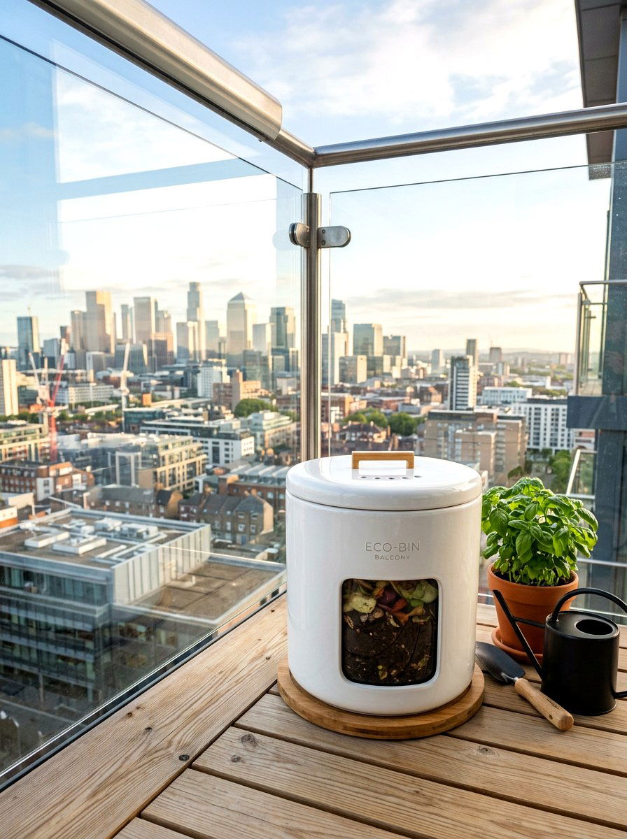 Small space balcony composter - 30 compost corner garden ideas